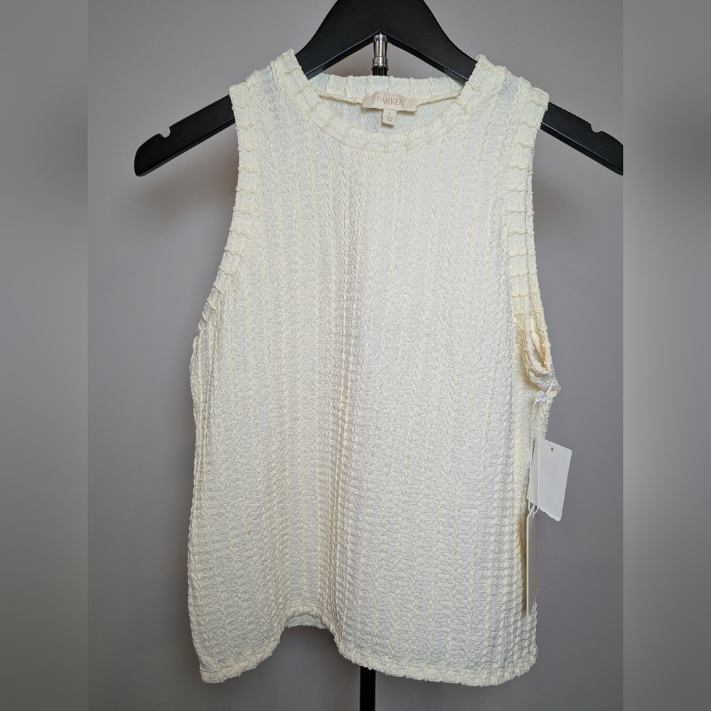 NWT Parker Women's Size S Cream Textured Sleeveless Top
